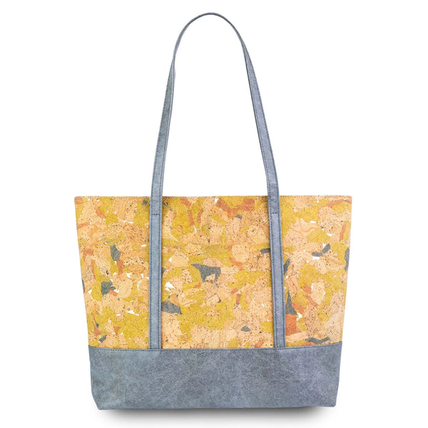 Laguna Sunshine cork panel tote with yellow geometric cork pattern