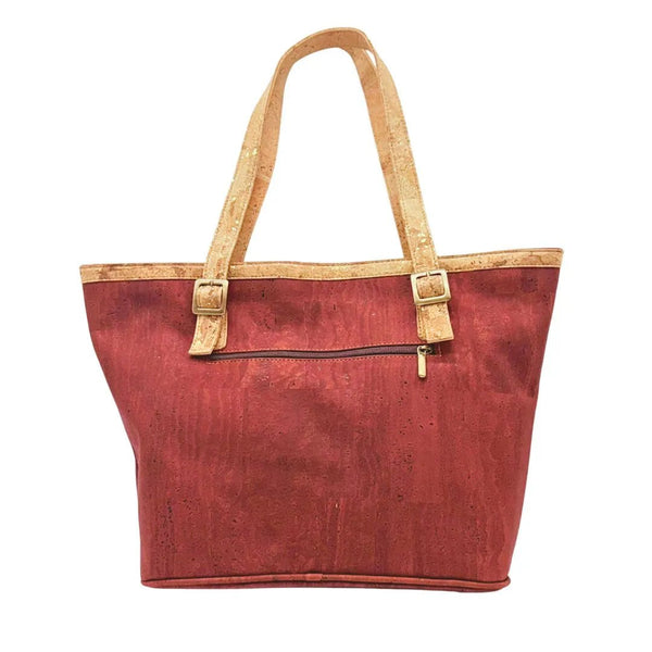 Denver Cork Tote back in brown-red with Gold straps and top band