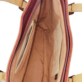 Inside of Denver Cork Tote showing zip and slip pockets in large inside compartment