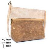 Dimensions of Large Two Tone Natural Cork Womens Crossbody Bag from Texas Cork Company