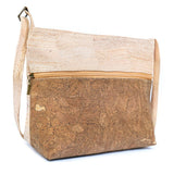 Side of Large Two Tone Natural Cork Womens Crossbody Bag from Texas Cork Company
