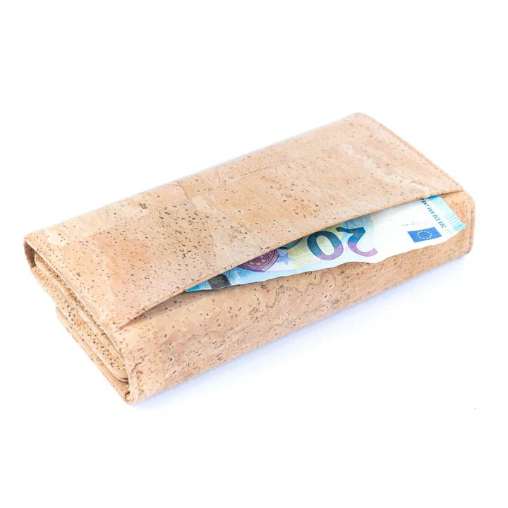 Back view of Lux Cork Trifold Vegan Wallet from Texas Cork Company