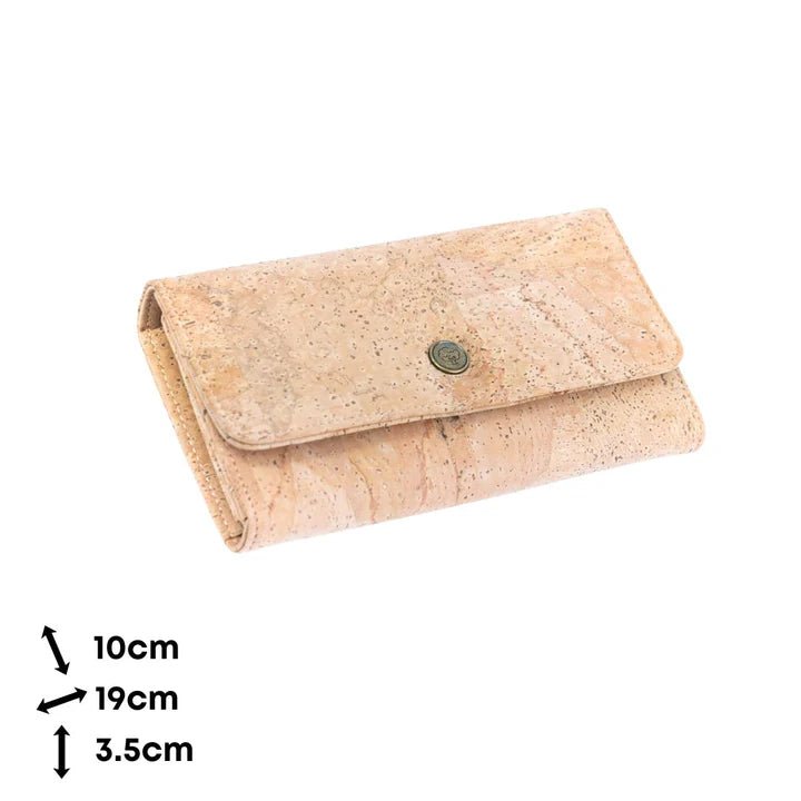 Dimenisons of Lux Cork Trifold Vegan Wallet from Texas Cork Company