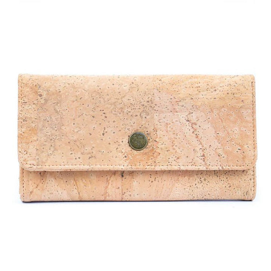 Front view of Lux Cork Trifold Vegan Wallet from Texas Cork Company