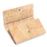 Inside view of first opening for Lux Cork Trifold Vegan Wallet from Texas Cork Company