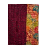Cork Leather Spiral Cover - front - Maroon with colorful mums on right border