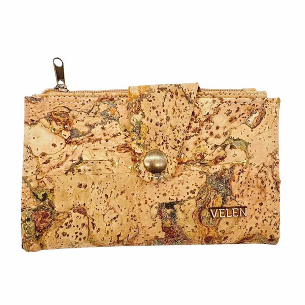 Front view of women's Sierra Snap wallet in Roots