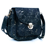 Monaco black cork crossbody bag angled
