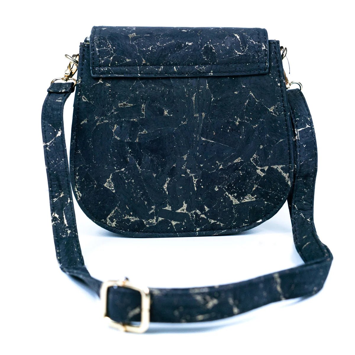 Back of Monaco black cork crossbody bag 