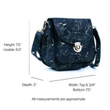 Dimensions of Monaco black cork crossbody bag 