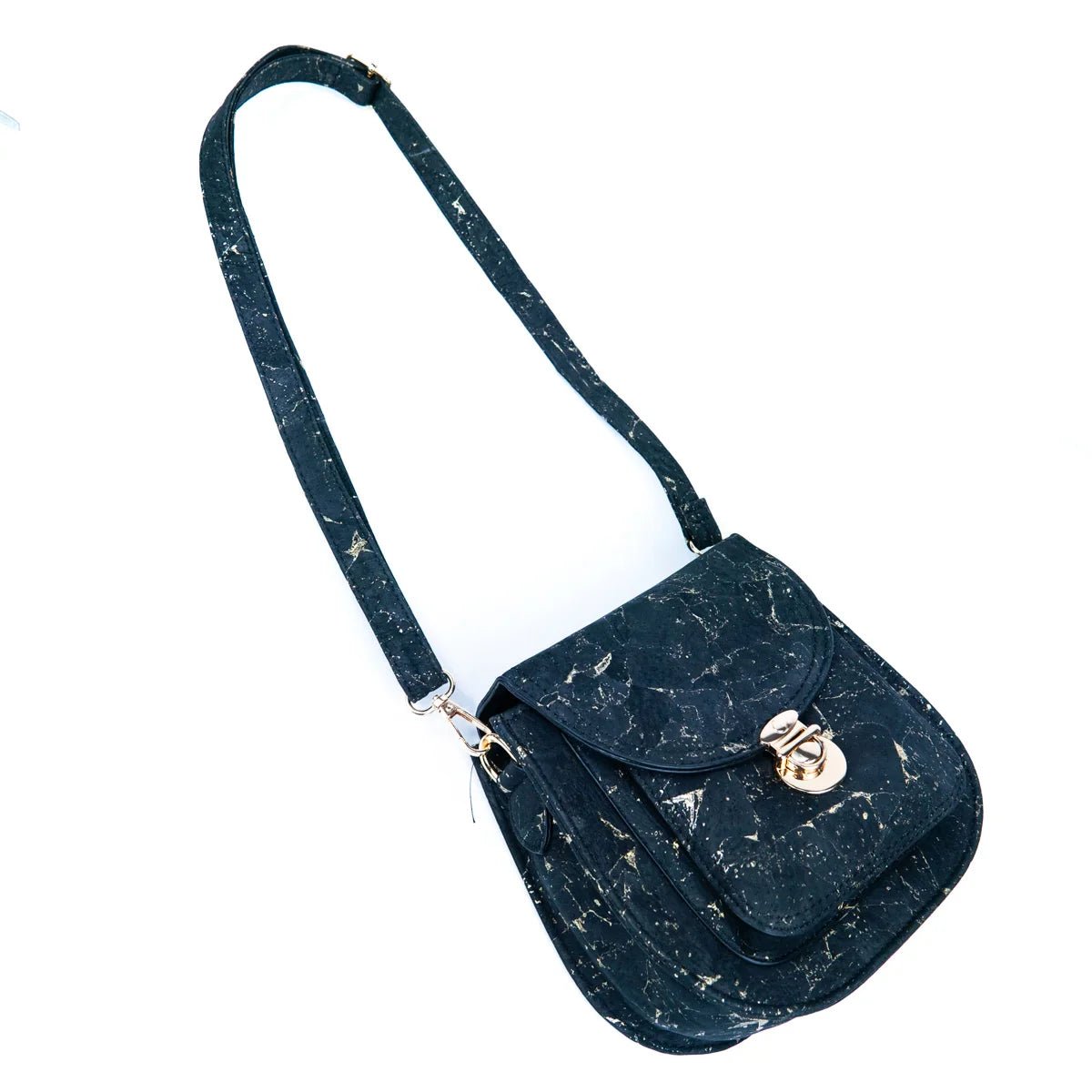 Monaco black cork crossbody bag  with removable strap