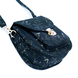 Bottom and Side Monaco black cork crossbody bag 