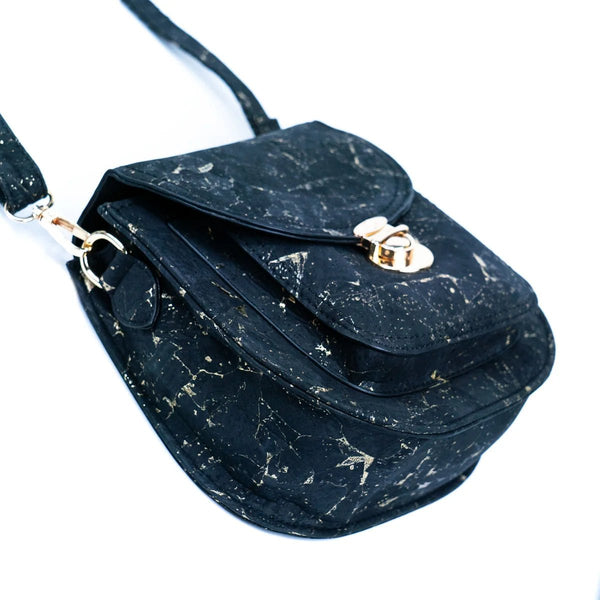 Bottom and Side Monaco black cork crossbody bag 