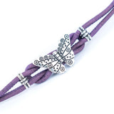 Butterfly Charm Detail on Purple Cork Bracelet