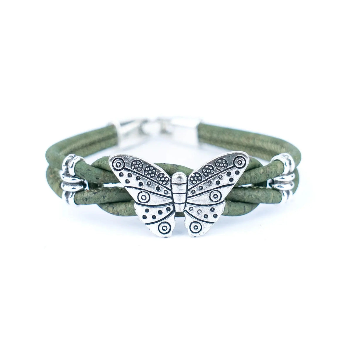 Olive Green Monarch Butterfly Cork Bracelet