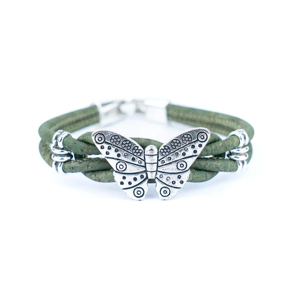 Olive Green Monarch Butterfly Cork Bracelet