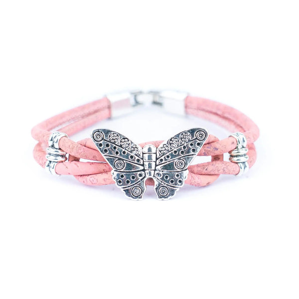 Pink Monarch Butterfly Cork Bracelet