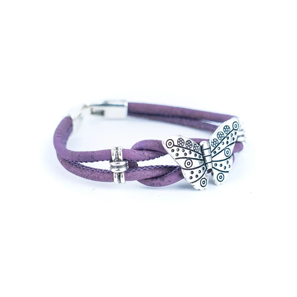 Purple Butterfly Cork Bracelet Side View