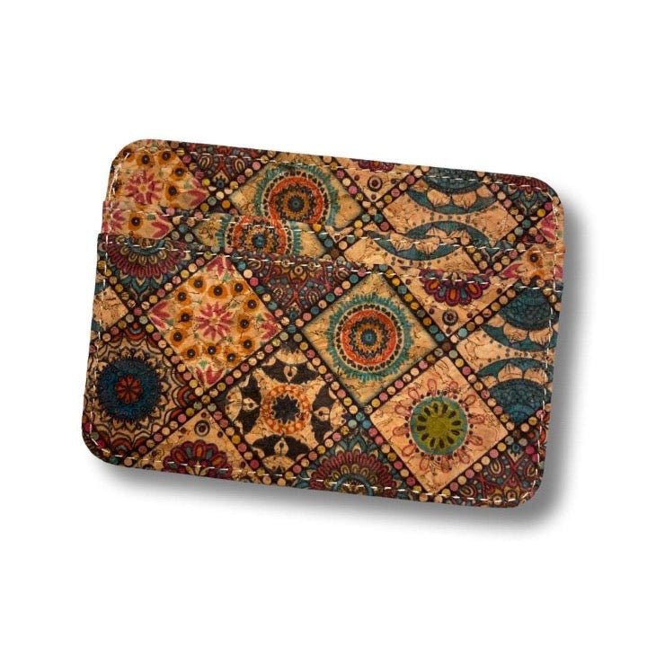 Multi-mosaic II Patterned Cork Slim Card Wallet from Texas Cork Company