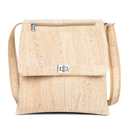 Front view of Natural Cork Satchel Crossbody Bag from Texas Cork Company