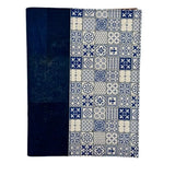 Cork Leather Spiral Cover - front - Navy with Blue Tiles accent on right border on a white background