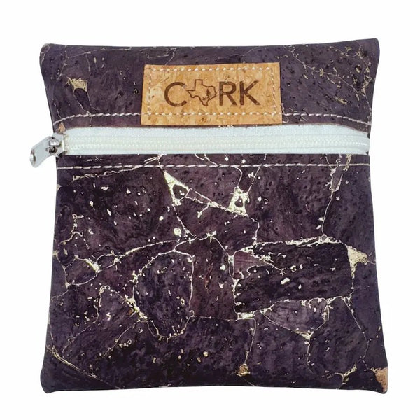 Front of Navy Molten coin purse with almond zipper by Texas Cork Company