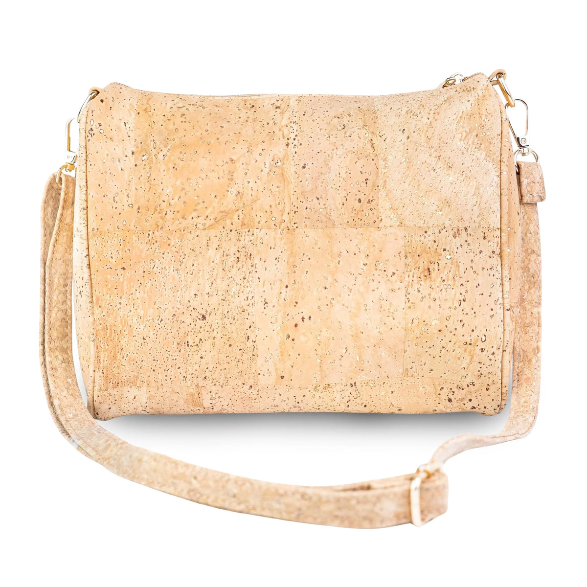 Back view of Palm Springs gold fleck cork crossbody bag
