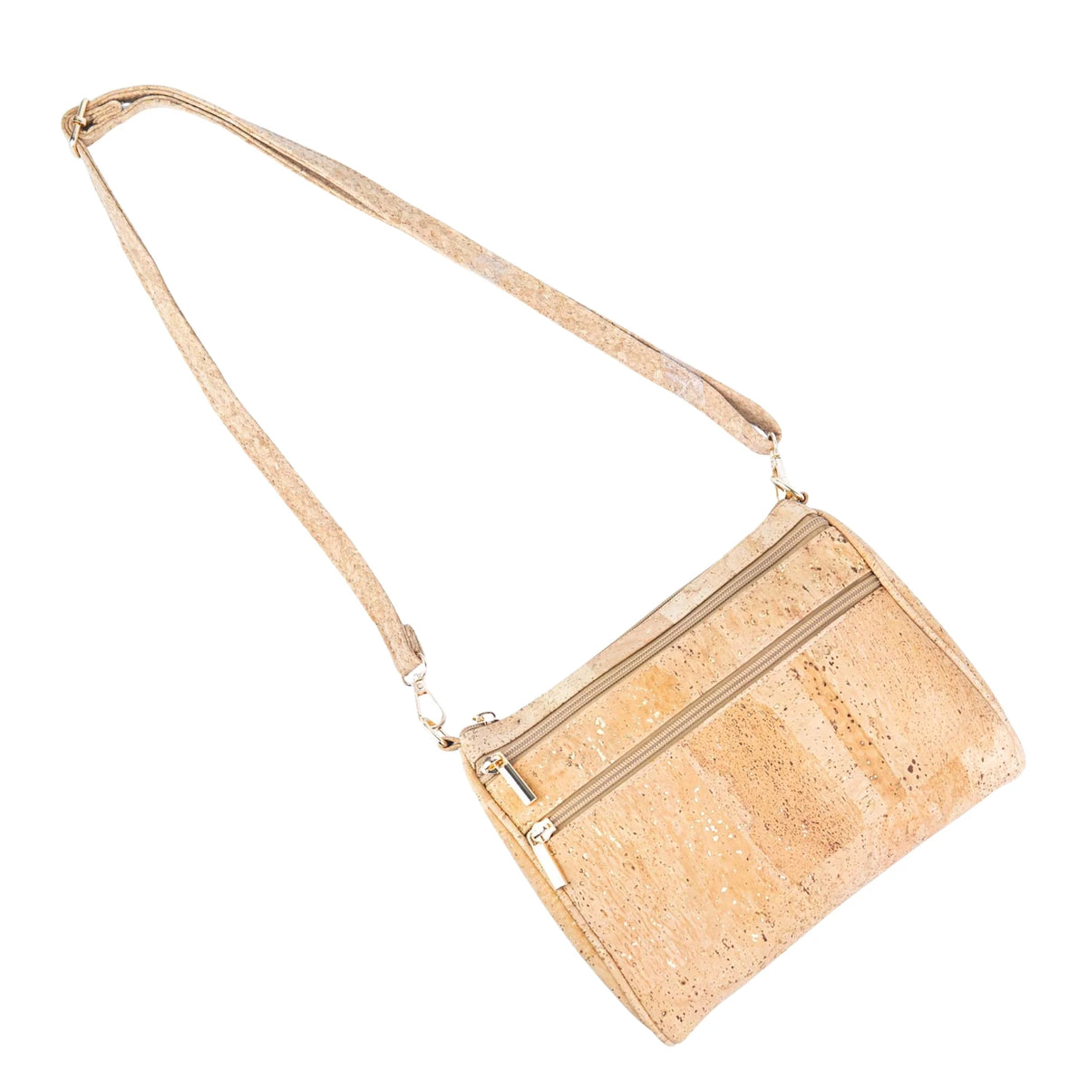 Palm Springs gold fleck cork crossbody with removable adjustable strap