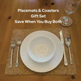 Eco-friendly cork placemats on dining table for everyday meals or entertaining