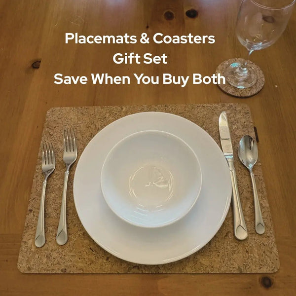 Eco-friendly cork placemats on dining table for everyday meals or entertaining
