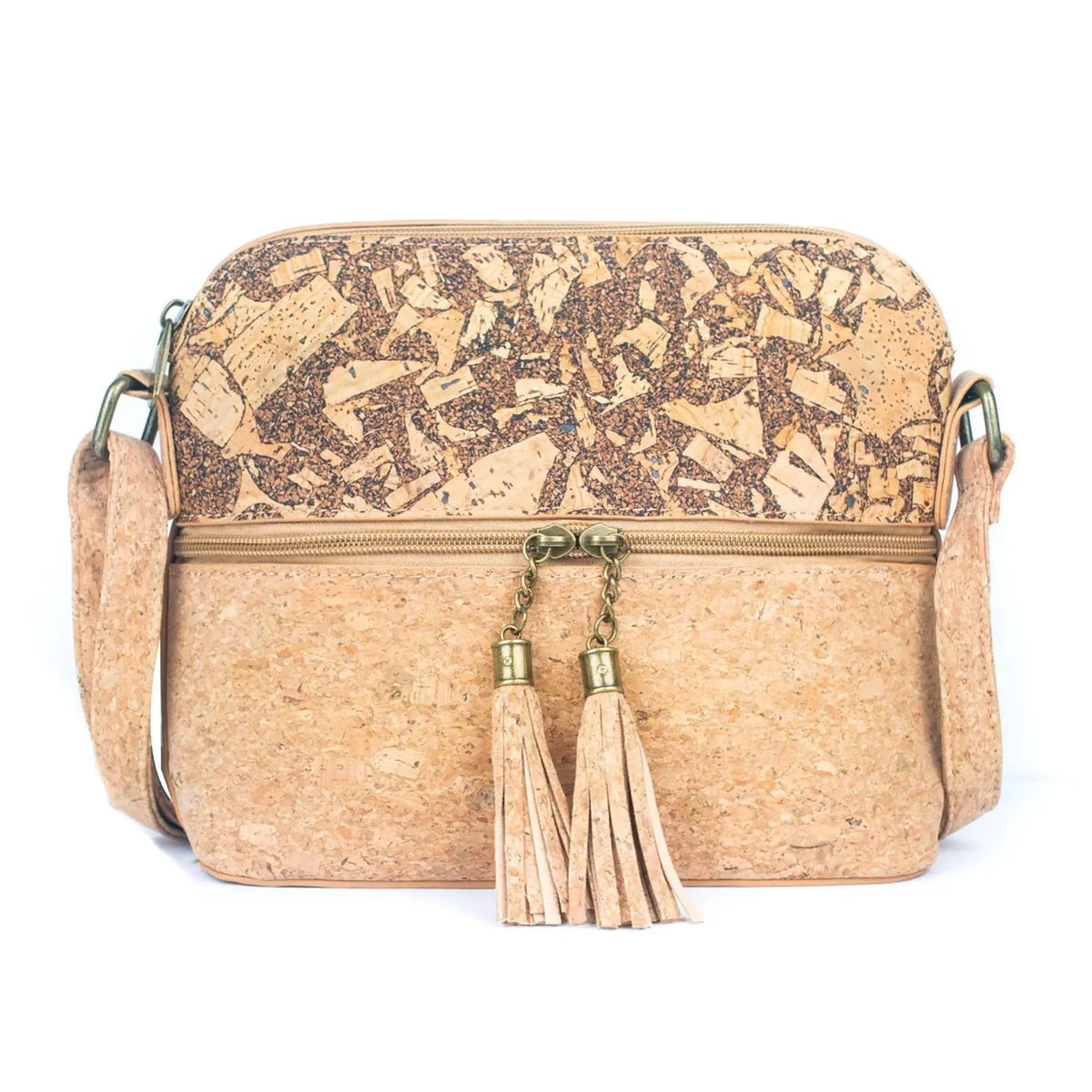 Portland Cork Crossbody Bag - Light Roast front view