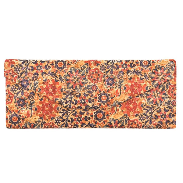 Front of red, blue, and orange floral glasses case