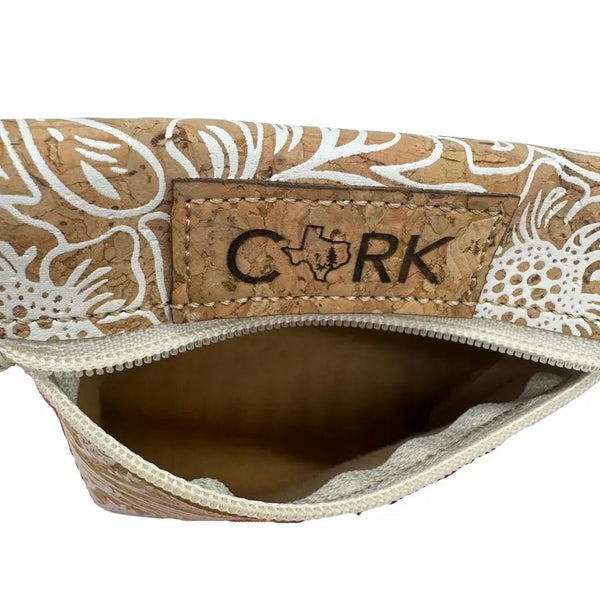 Inside Reno coin pouch with almond zipper by Texas Cork Company