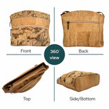 Dallas cork bag shown from multiple angles on a white background