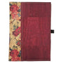 Cork Leather Notebook Cover - Small Refillable Notebook - Roses with burgundy front border.