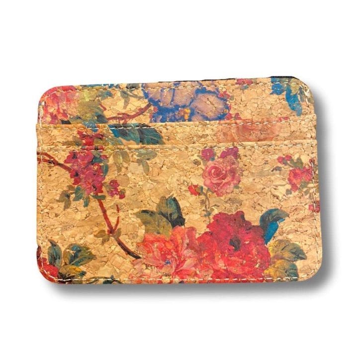 Roses Patterned Cork Slim Card Wallet from Texas Cork Company