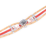 Sedona Tree of Life Cork Bracelet - flat and closeup of charms