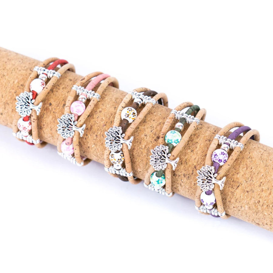 Sedona Tree of Life Cork Bracelet - Group on cork bracelet display
