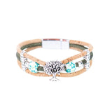 Sedona Tree of Life Cork Bracelet - Olive Green