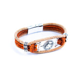 Side view of horse head cork bracelet on a white background