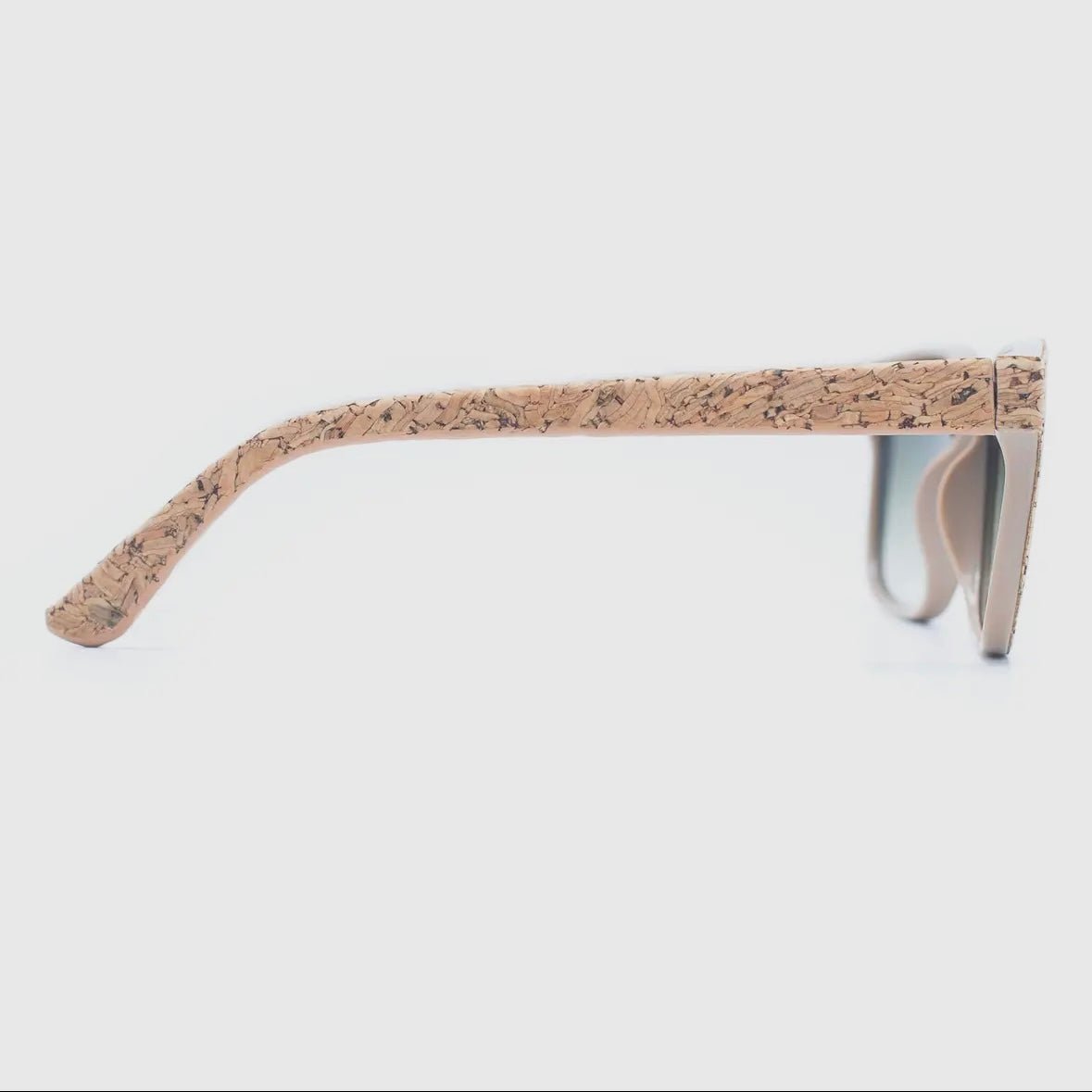 Cork Rimmed UV Protective Sunglasses -side view from Texas Cork Company