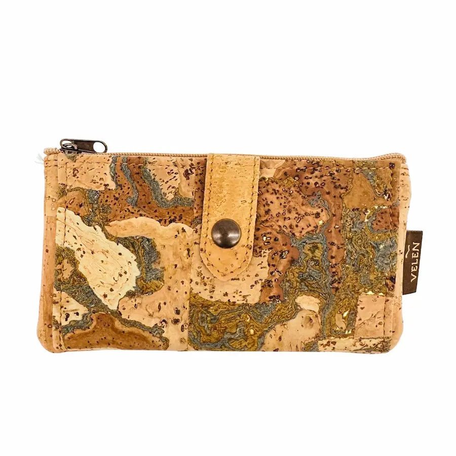 Front of Seattle Slim Woman's Cork Wallet in Ocean