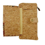 Shows 8 card slots and one larger pocket for money or receipts from Texas Cork Co