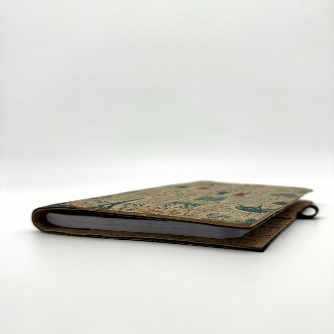 Bottom and side of Cork Leather Notebook Cover - Small Refillable Notebook