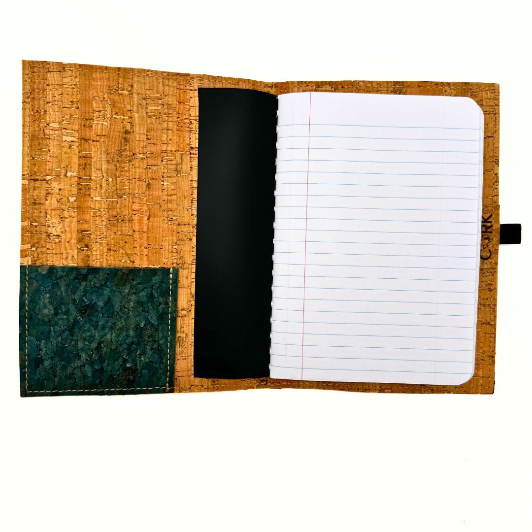 Inside lining and pocket for Cork Leather Notebook Cover - Small Refillable Notebook