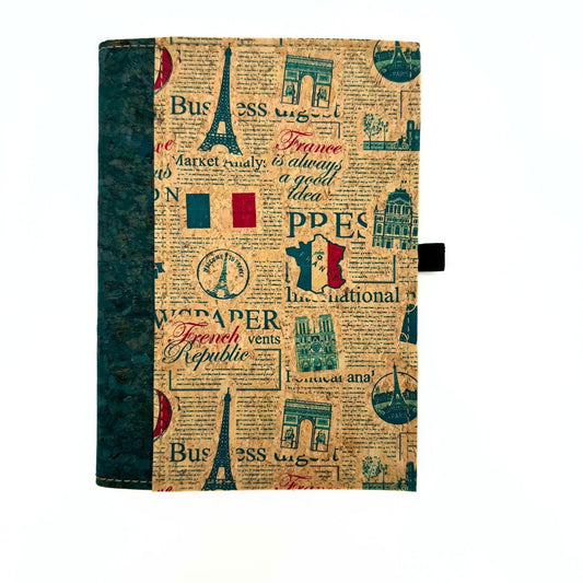 Cork Leather Notebook Cover - Small Refillable Notebook - Paris Paper front