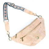 Extended strap of cork sling bag fanny pack from Texas Cork Company