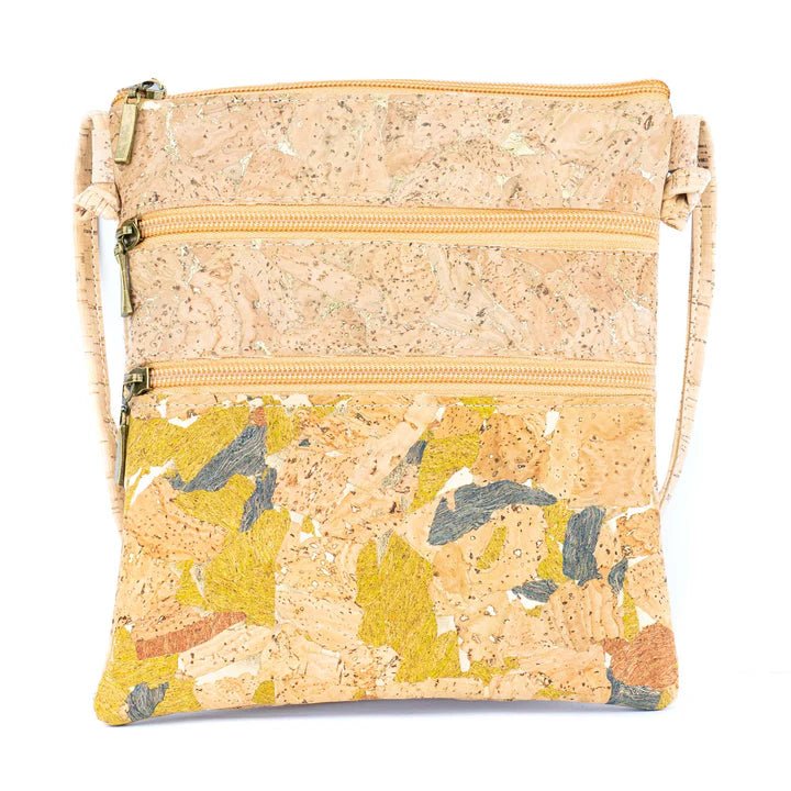 Front of the Summerville Cork Bag Crossbody in Yellow on a white background.
