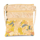Front of the Summerville Cork Bag Crossbody in Yellow on a white background.
