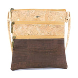 Front of the Summerville Cork Crossbody bag in Brown on a white background.